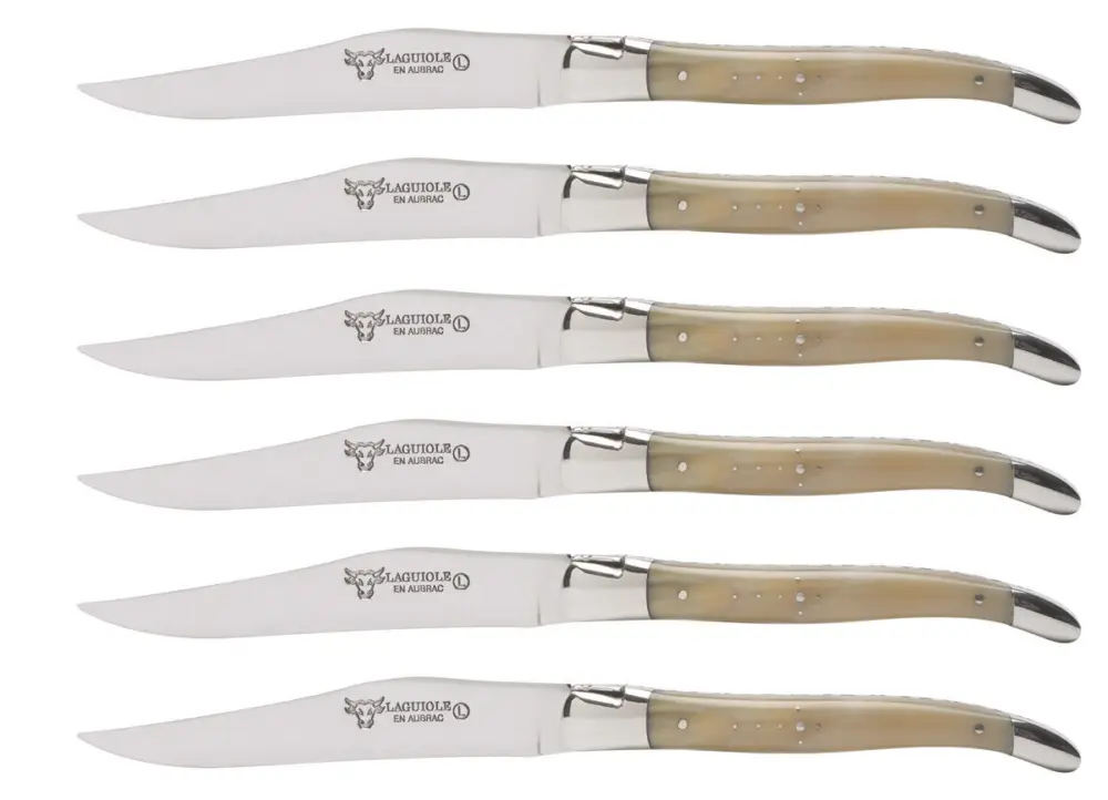 Meest Verkocht Laguiole en Aubrac Shepherd's Cross steakmes 11,5 cm hoorn 6 stuks