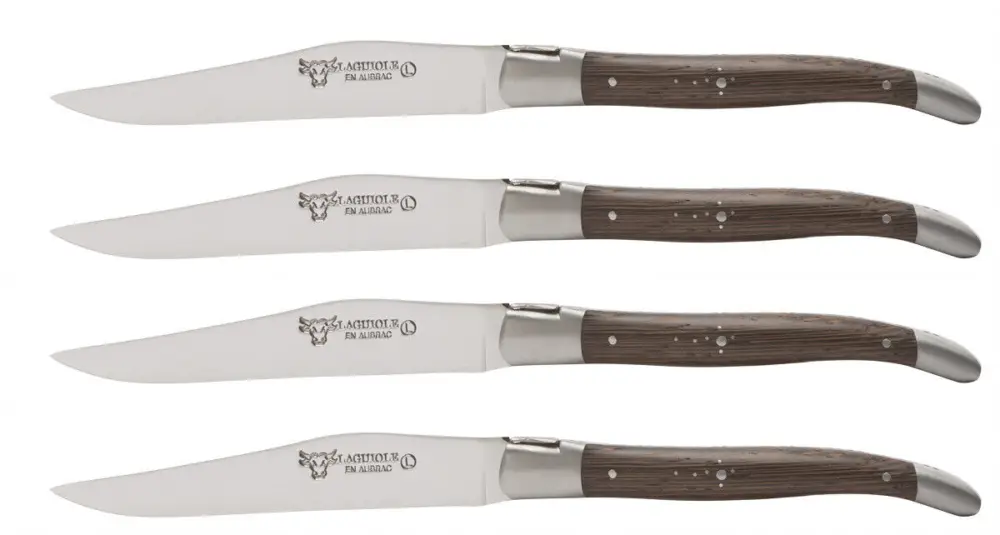 Beperkte Voorraad Laguiole en Aubrac Shepherd's Cross steakmes 11,5 cm wengéhout 4 stuks
