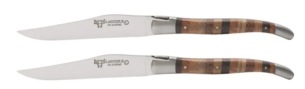 Uitverkoop Laguiole en Aubrac steakmes 11,5 cm woodstock 2 stuks