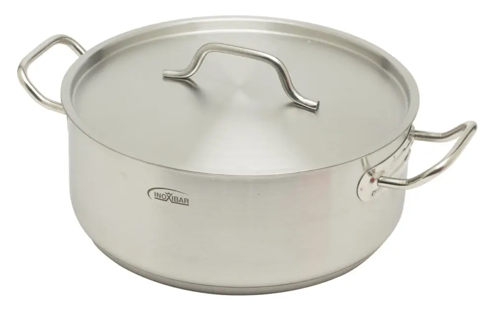 Aanbieding Inoxibar industriële lage kookpan 8,5 liter ø 30 cm rvs mat