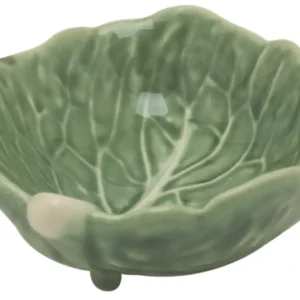 Bordallo mini kom op pootjes koolblad 9 x 8 cm aardewerk groen Beste Prijs