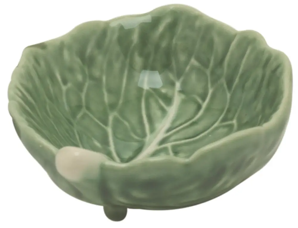 Bordallo mini kom op pootjes koolblad 9 x 8 cm aardewerk groen Beste Prijs