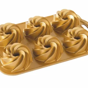 Nordic Ware Heritage Bundt bakvorm 6 tulbanden 37 cm gietaluminium goudkleurig Uitverkoop