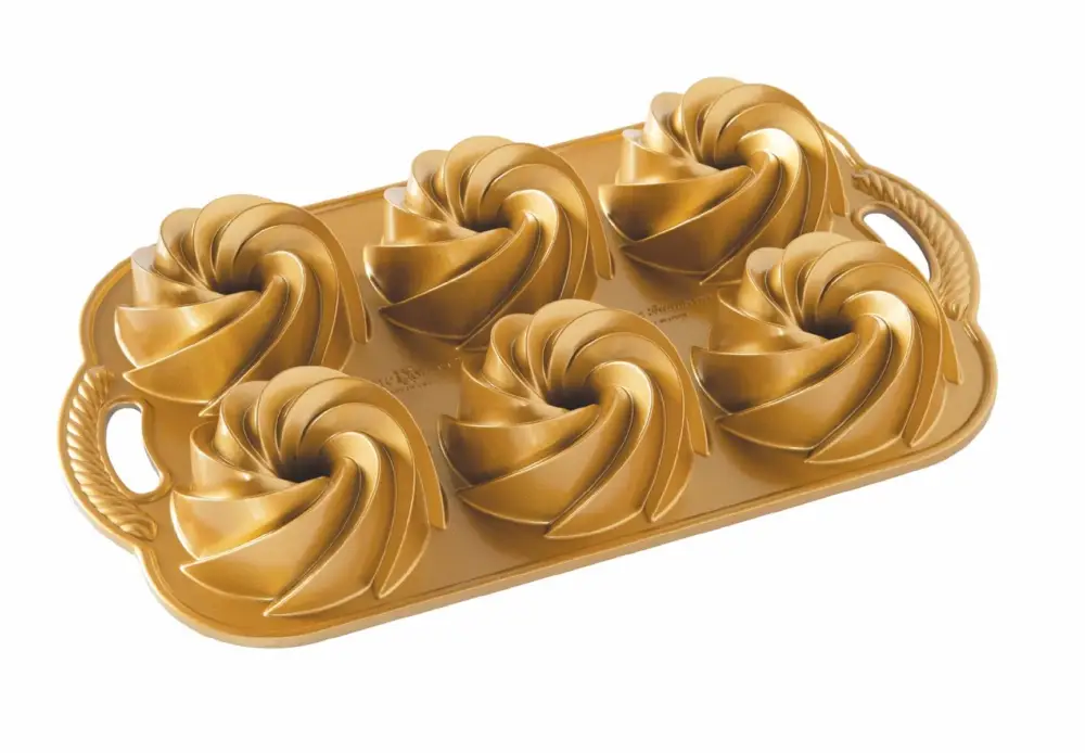 Nordic Ware Heritage Bundt bakvorm 6 tulbanden 37 cm gietaluminium goudkleurig Uitverkoop