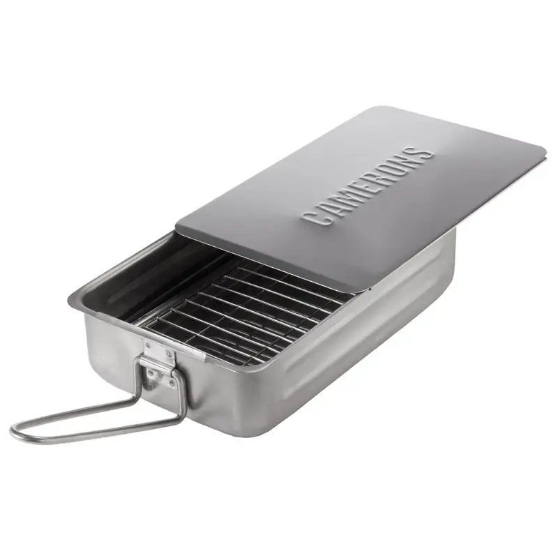 Camerons rookoven klein 28,5 x 17,5 cm rvs met 2 bakjes rookmot Voordeelprijs