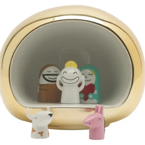 Alleen Vandaag Alessi Presepe kerststal 16 cm porselein goudkleurig 6-delig