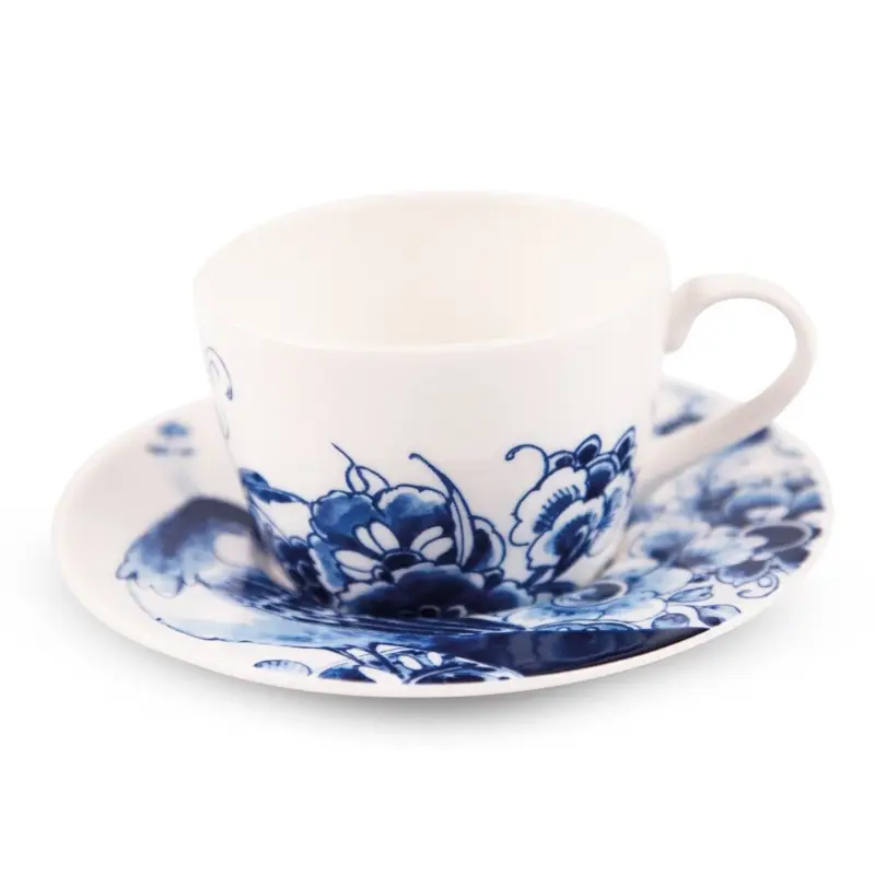 Finale Uitverkoop Royal Delft Peacock Symphony theekop + schotel 220 ml aardewerk