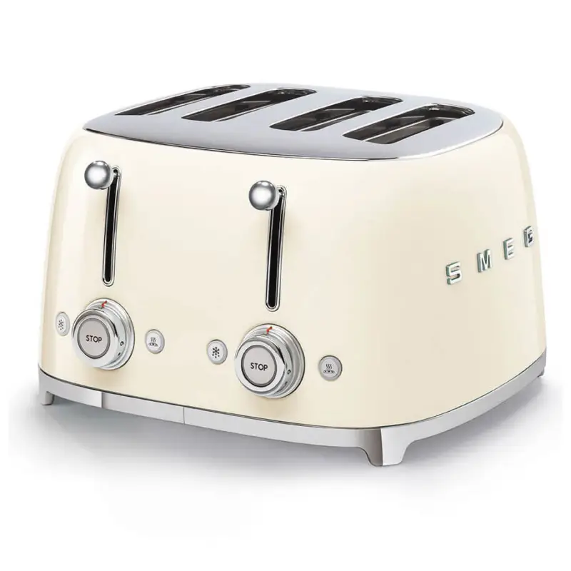 Smeg 50's style broodrooster 4 sleuven staal crème Must-Have
