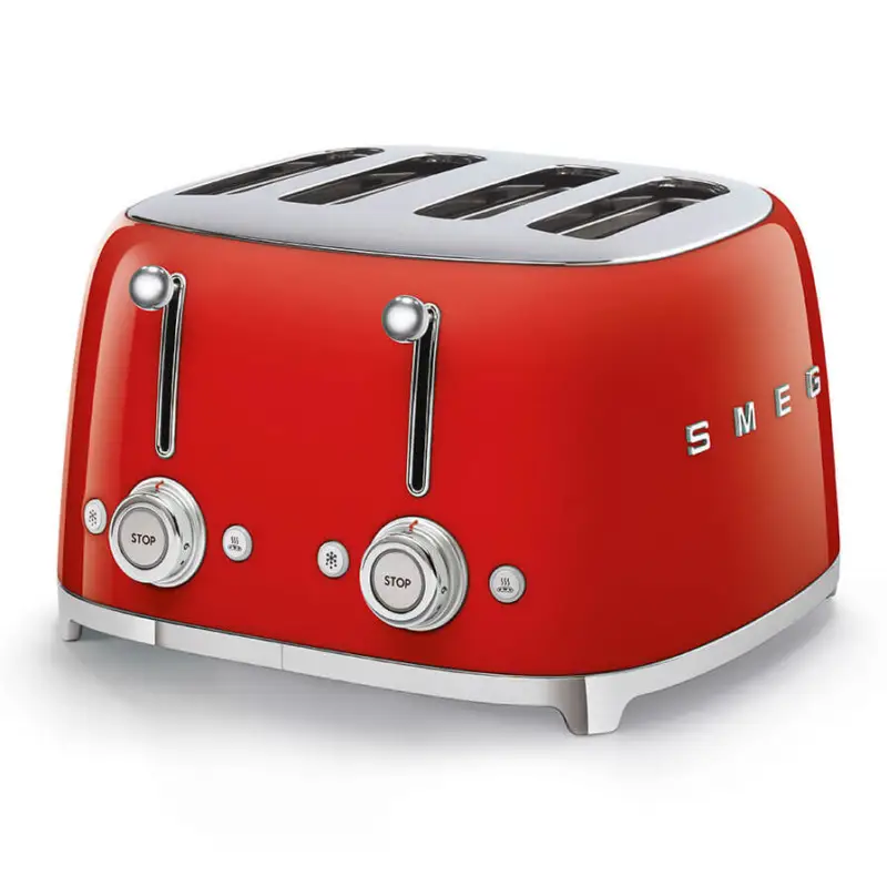 Beperkt Aanbod Smeg 50's style broodrooster 4 sleuven staal rood