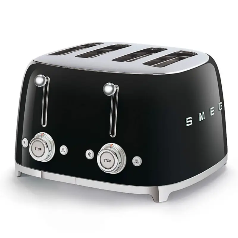 Smeg 50's style broodrooster 4 sleuven staal zwart Speciale Aanbieding