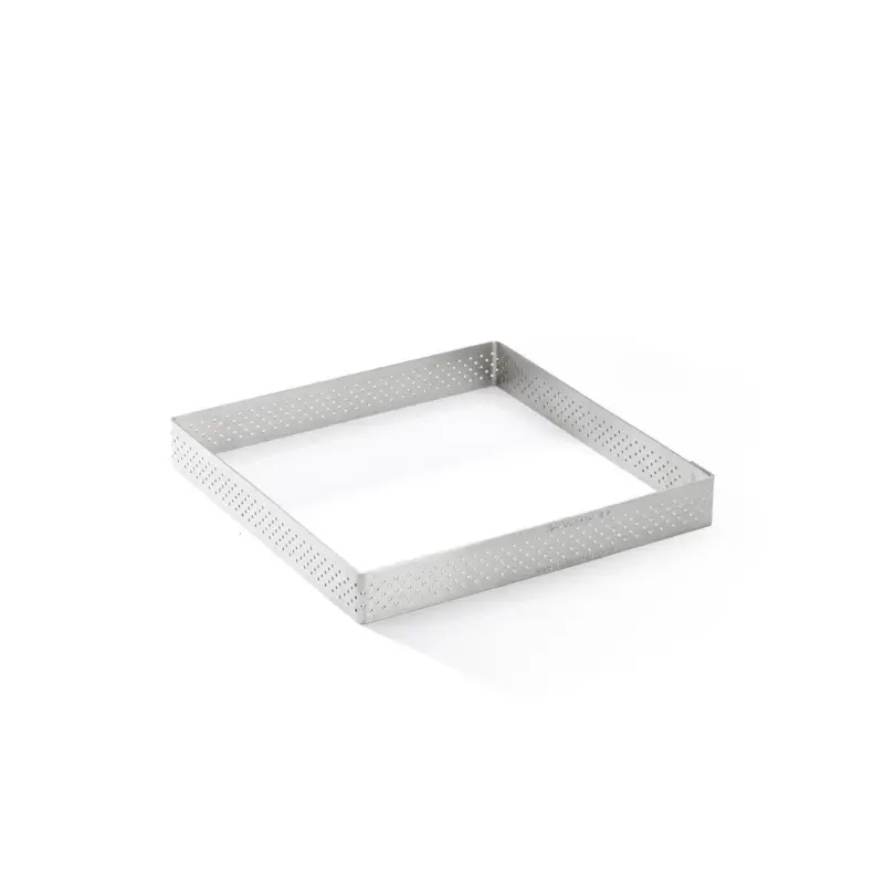 Gecertificeerd De Buyer geperforeerde taartring vierkant 15 x 15 cm 2 cm hoog rvs