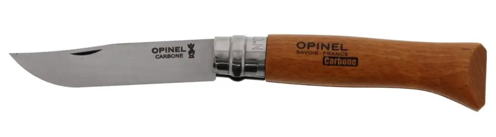 Gecertificeerd Opinel Carbone No. 08 zakmes 19,3 cm koolstofstaal hout