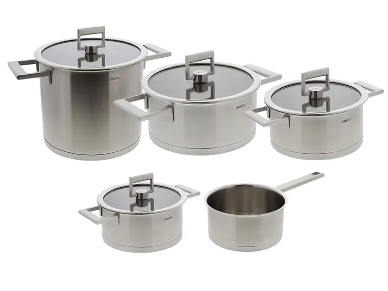 Cristel Strate Fixed pannenset met glasdeksels rvs 5-delig Uitverkoop
