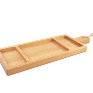 Finale Uitverkoop Bowls and Dishes Puur Hout serveerplank 3-vaks 49 x 18 cm beukenhout