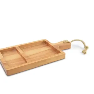 Bowls and Dishes Puur Hout serveerplank 2-vaks 35 x 18 cm beukenhout Hoge Kwaliteit