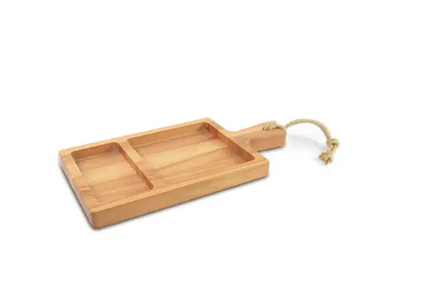 Bowls and Dishes Puur Hout serveerplank 2-vaks 35 x 18 cm beukenhout Hoge Kwaliteit