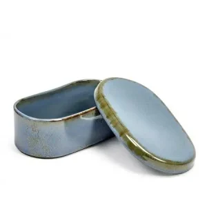 Weekendaanbieding Serax botervloot ovaal 14,5 x 8,5 cm h 5 cm aardewerk smokey blue