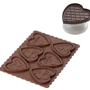 Silikomart Cookie Choc Kit Kerst hart silicone 3-delig Exclusieve Aanbieding