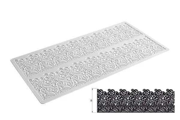 Op = Op Silikomart Wonder Cakes Tricot Decor Baroc decoratiemat smal 40 cm silicone wit
