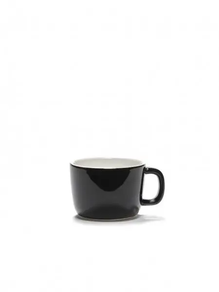 Populair Serax Passe-Partout cappuccinokop met oor 200 ml ø 8,5 cm h 6 cm porselein glanzend zwart