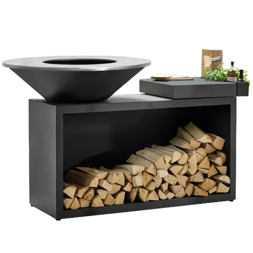 OFYR Island Black 100-100 vuurkorf - barbecue met meubel en plank van donkergrijs keramiek Meest Verkocht