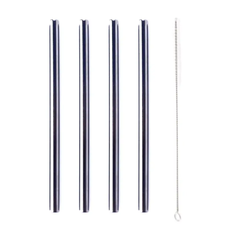 Nieuw Point-Virgule 4 herbruikbare rietjes 14 cm rvs zwart
