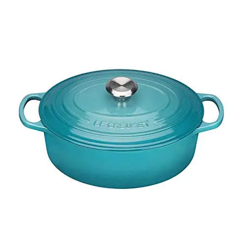Dagaanbieding Le Creuset Signature braadpan ovaal 6,3 liter ø 31 cm gietijzer Caribbean blue