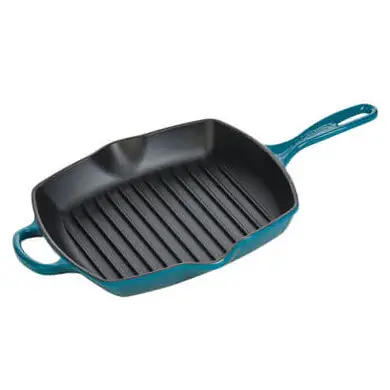 Le Creuset skillet grill vierkant 26 cm gietijzer Deep Teal Nu Kopen