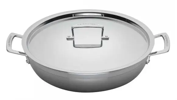 Le Creuset Magnetik lage braadpan met anti-aanbaklaag ø 30 cm rvs glans Gereduceerde Prijs