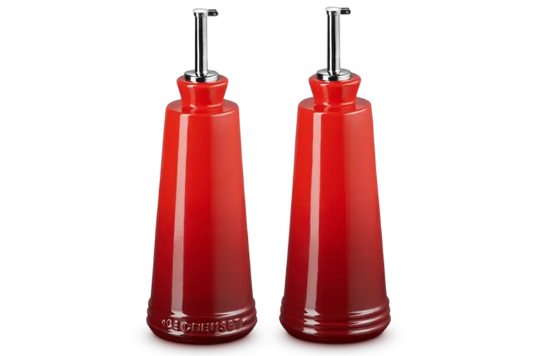 Le Creuset olie- en azijnset 300 ml aardewerk kersrood 2-delig Nieuw