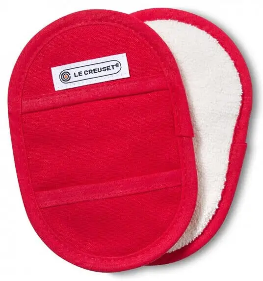 Le Creuset pannenlappen 18 x 12,5 cm katoen kersrood 2 stuks Superprijs