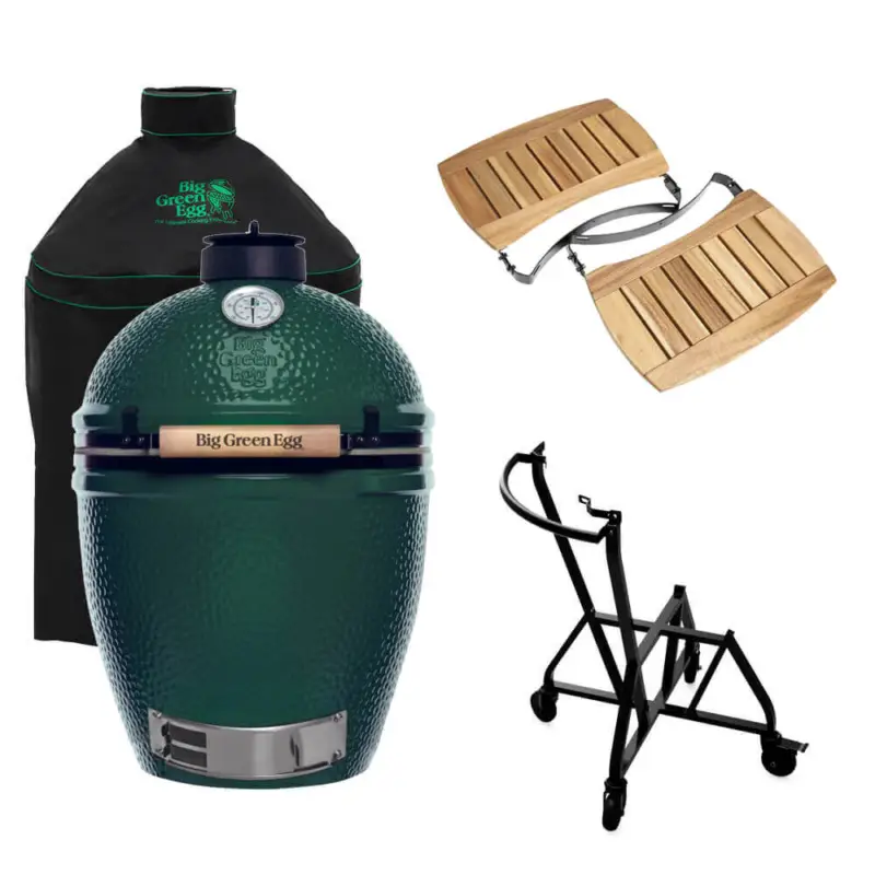 Big Green Egg Large barbecue ø 47 cm keramiek groen met IntEGGrated Nest, Handler, Acaciahouten zijtafels en hoes Korting