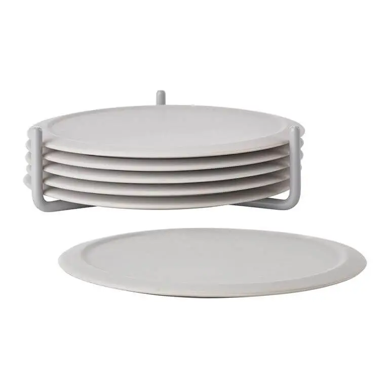 Lage Kosten Zone Denmark Singles onderzetters ø 10 cm silicone lichtgrijs 6 stuks