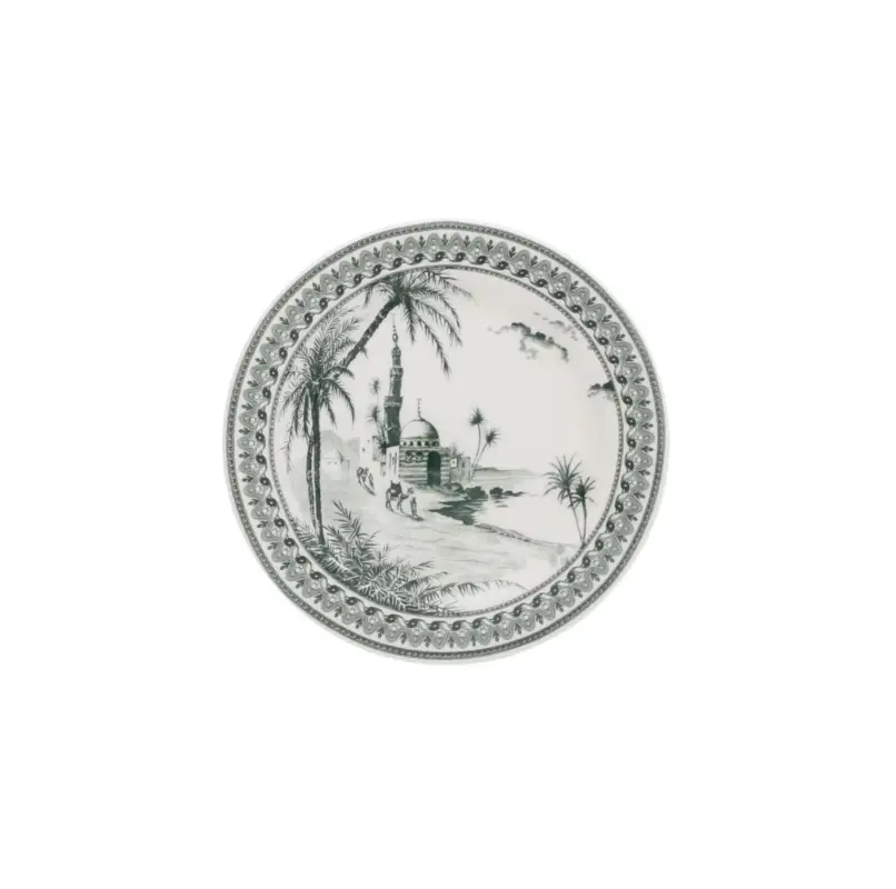 Gien Les Dépareillées Vue d'Orient onderzetter 12,8 cm keramiek crème-groen Gratis Retour