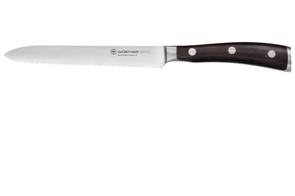 Nieuw Wüsthof Ikon worst- en tomatenmes 14 cm messenstaal hout