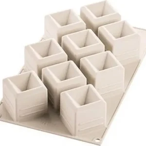 Koop Vandaag Silikomart 3Design Mosaico bakvorm 9 vierkanten silicone grijs