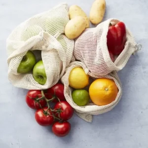 Point-Virgule herbruikbaar groente- en fruitzakje 27 x 32 cm katoen Gratis Retour