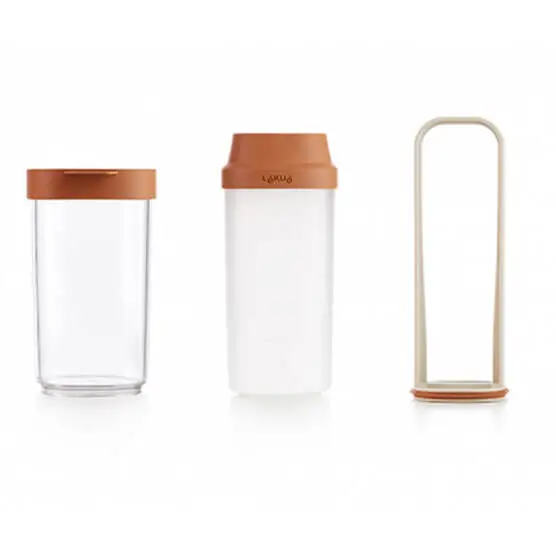 Uitverkoop Lékué Veggie Drinks sojamelkmaker 1 liter rvs/kunststof transparant/bruin