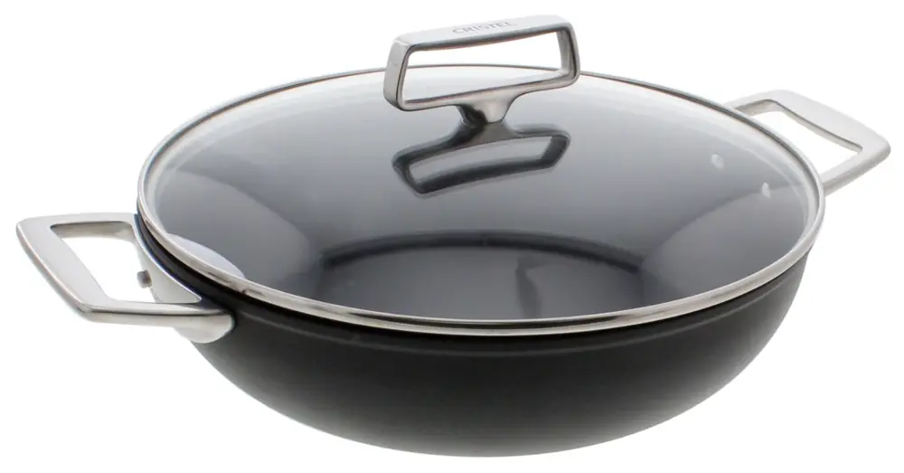 Cristel Castel'Pro hapjespan met anti-aanbaklaag en glasdeksel met twee zijgrepen ø 28 cm aluminium zwart Rechtstreeks Van De Fabrikant