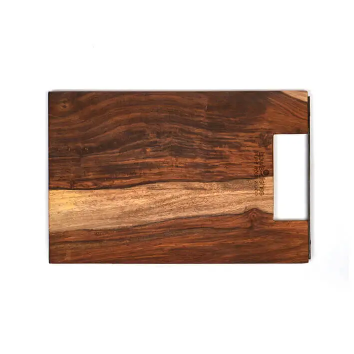 Bowls and Dishes Rose Wood rechte serveerplank met metalen handvat 30 cm Dagaanbieding