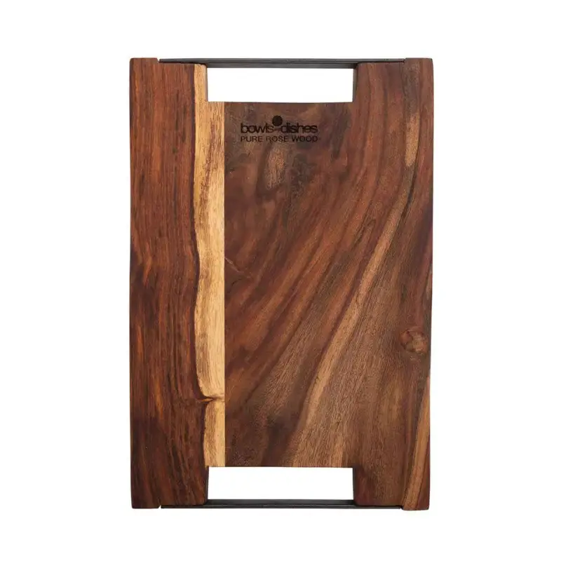 Bowls and Dishes Rose Wood serveerplank met metalen handvatten 30 x 20 cm Beperkte Voorraad