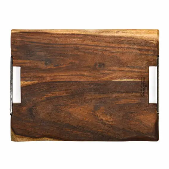 Bowls and Dishes Rose Wood serveerplank met metalen handvatten 40 x 30 cm Hoge Kwaliteit