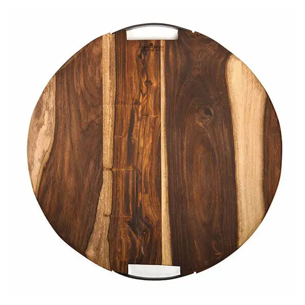 Actieprijs Bowls and Dishes Rose Wood ronde serveerplank met metalen handvat ø 49 cm