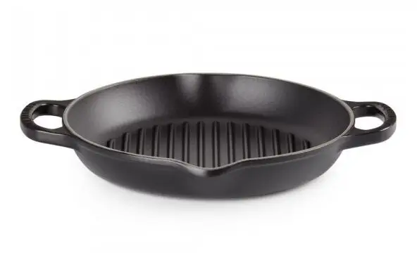 Le Creuset hoge grillplaat rond ø 25 cm gietijzer mat zwart Must-Have