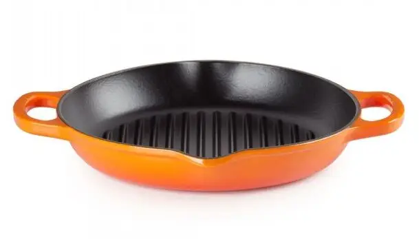 Exclusieve Aanbieding Le Creuset hoge grillplaat rond ø 25 cm gietijzer vulcanique