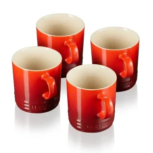 Finale Uitverkoop Le Creuset mok 350 ml aardewerk kersrood 4 stuks