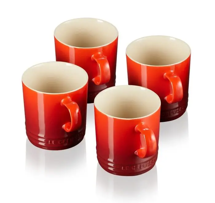 Finale Uitverkoop Le Creuset mok 350 ml aardewerk kersrood 4 stuks