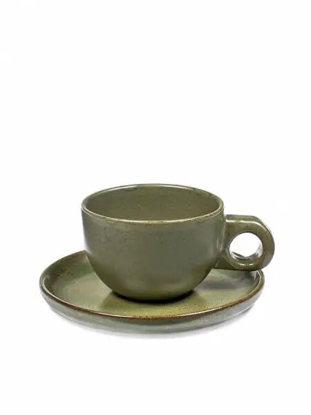 Betrouwbaar Serax Surface by Sergio Herman koffiekop en schotel camogreen