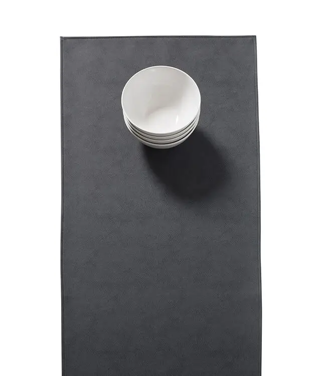 Gereduceerde Prijs Finesse Monaco Raw tafelloper 140 x 45 cm kunstleer Black