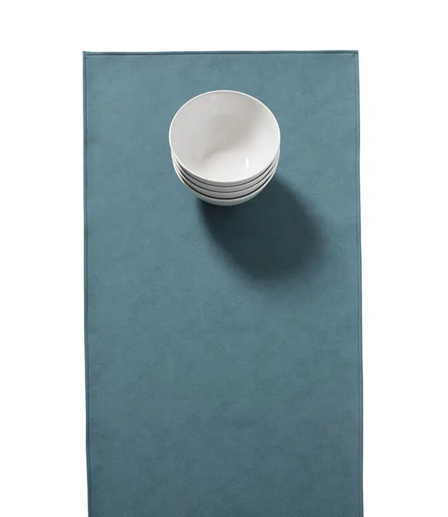 Finesse Monaco Raw tafelloper 140 x 45 cm kunstleer Petrol Flitsaanbieding